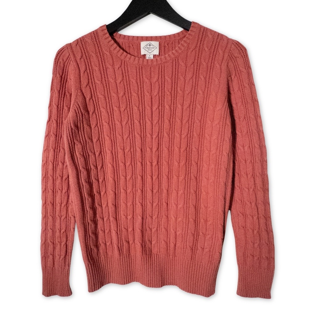St Johns Bay Cable Knit Sweater Womens Small Fall‎ Color Cotton Nylon Crewneck